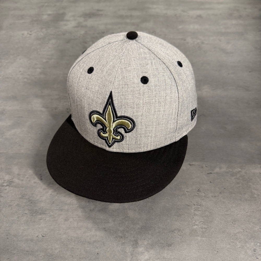 New Era New Orleans Saints Hat 7 3/4 Heather Grey Black NFL Fitted 59FIFTY Cap